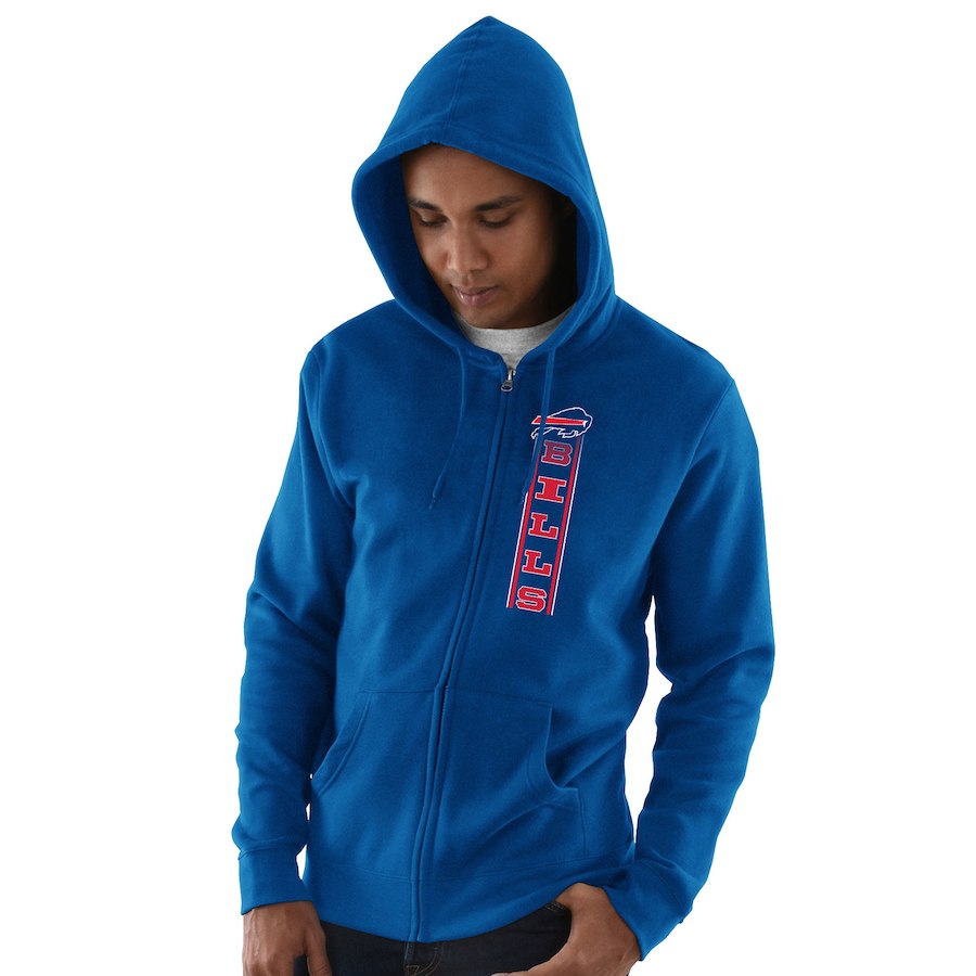 Men's Buffalo Bills Royal Hook and Ladder Full-Zip NFL Hoodie - Click Image to Close